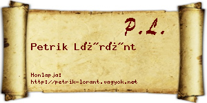 Petrik Lóránt névjegykártya